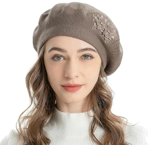 ZLYC Baskenmütze für Damen, französisch, wendbar, Kaschmir, Baskenmütze