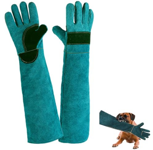 KGDUYC Haarroller & Enthaarungshandschuhe für Hunde,Reiß- und bissfeste Rindslederhandschuhe können Haustieren das Füttern beibringen und bissfeste Schutzhandschuhe (45 cm)