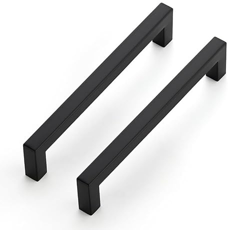 5 Stück Schrankgriffe 160mm Möbelgriffe Schwarz Griffe für Küchenschränke | Rostfreier Edelstahl, Geradliniges Griffprofil, Für Küchenschränke, Schubladen, Kommoden, Türen, Möbelprojekte, Wohnmöbel