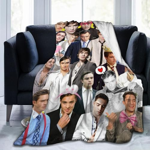 Ldsgdfst Decke Chuck Bass Ed Westwick, weiche und bequeme Woll-Fleece-Überwurfdecke für Sofa, Büro, Auto, Camping, Yoga, Reisen, Heimdekoration, gemütliche Plüsch-Stranddecke, Geschenk, 203,2 x 152,4