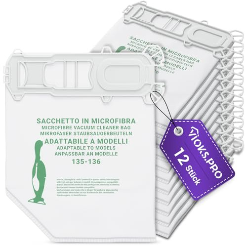 Viоks.pro Lot de 12 sacs sous vide de rechange pour aspirateur Vоrwerk Kobold 135/136 – Sacs pour aspirateur Vоrwerk VK 135 VK 136 – Accessoires d'aspirateur avec sac