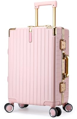 Meoky Koffer ohne reißverschluss Koffer Trolleys Handgepäck Hartschalenkoffer Rollkoffer Reisekoffer Geeignet für Männer, Mädchen und Studenten (PINK, 26IN)