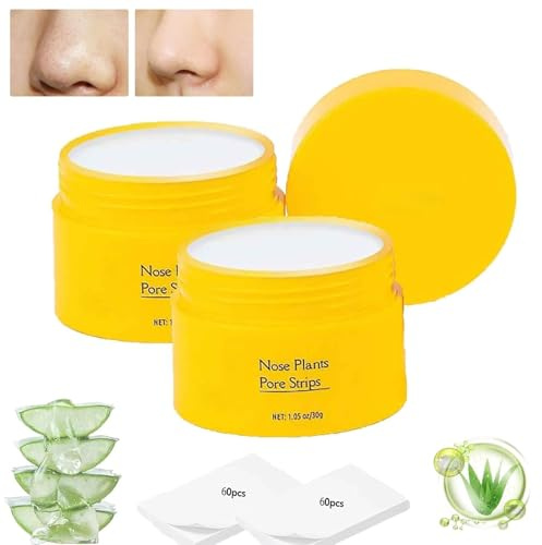 Luelle Deep Cleansing Pore Strips, Blackhead Remover Mask 60pcs, Black Head Remover Peel off Mask, Nose Plants Pore Cleanser Purifying Face Mask for Nose & Face (2pcs)