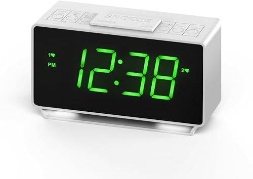 iTOMA Kleine Wecker, Doppelalarme mit 4-Wecker Woche Modi, Snooze, Nachtlicht und LED-Anzeigeuhr für Schlafzimmer