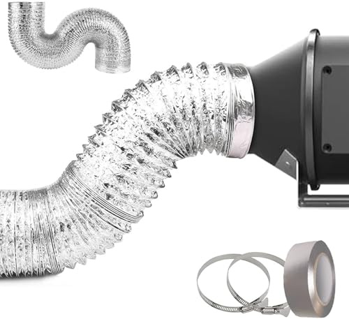 Flexibler Aluminium-Trocknerschlauch, 5 m, 80 mm Durchmesser, Kanalschlauch mit Klemmen und Klebeband für Abluftventilator, Luftk, Entlüftung, Wäschetrockner, Ersatzbelüftung