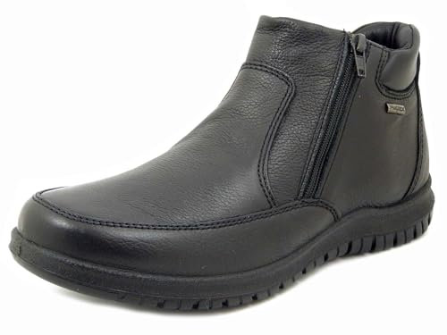 Imac Bottines homme imperméable en cuir noir avec fermeture éclair, plante large, semelle amovible, 651838, Noir , 42 EU