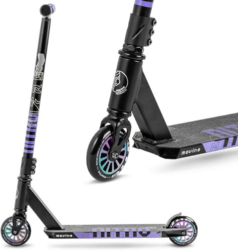 Movino Nitro Stunt Monopattino professionale Freestyle Trick Scooter per ragazzi e adulti ABEC9 con ruota da 100 mm 6061 in alluminio, portata: 100 kg
