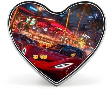 Röd sport-bil emblem hjärtform söt brosch nål knapp märken för ryggsäck jackor hattar dekor