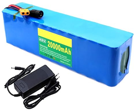 Batería de Iones de Litio para Bicicleta eléctrica, 48 V, 20 Ah, 13S3P, con protección BMS incorporada, Ideal para Motores de Bicicleta eléctrica de 200 a 1000 W (XT60 Plug+SM Plug)