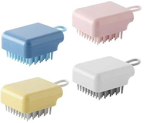 WRITWAA 4pcs Ergonomic Handle Hair Scalp Massager Brush Shampoo Scrubber for Clean Scalp Hair
