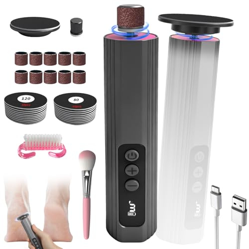 Hornhautentferner Elektrisch 2 in 1, Elektrischer Hornhautentferner Füße, Hornhaut Entfernen Fußpflege Pediküre Set, Callus Remover für Rissige Fersen Abgestorbener mit 9 Einstellbare Geschwindigkeit