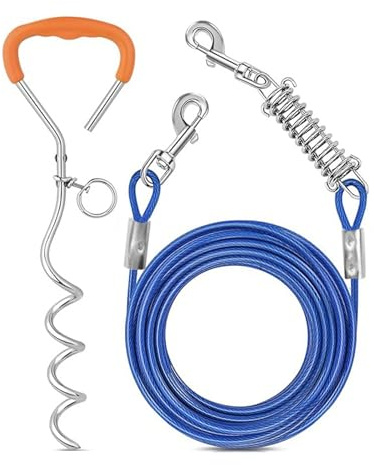 Heavy Dog Cables and Stakes Garden Ground Dogs Leads Leads for Media to Large Dogs Camping Dog Stakes