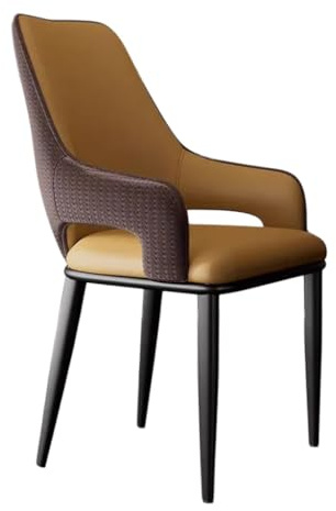 WIGSELBL Moderner Esszimmer-Armlehnstuhl Mitte des Jahrhunderts Akzentstuhl Küchenstuhl mit Metallbeinen für Wohnzimmer, gepolsterte Barstühle mit hoher Rückenlehne (Gelb)