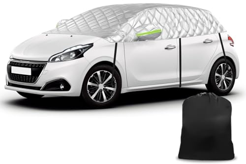 Halbgarage für Peugeot 208, Halbe Autoabdeckung Winter Sommer, Abdeckplane Auto Schutz vor Schnee Frost und Hagel