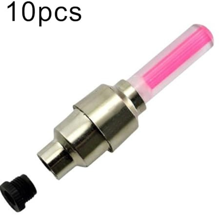 Startbuymore Lot de 10 lumières LED à tige de valve pour roues de vélo, activées par le mouvement, économes en énergie avec 3 piles AG10, construction légère en PVC et plastique (10 pièces, rouge)