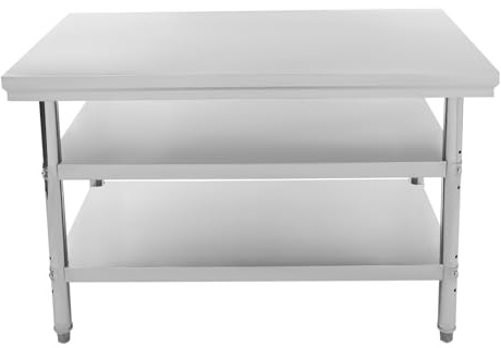 HarBin-Star - Tavolo da lavoro in acciaio inox con 3 ripiani, tavolo da lavoro in acciaio inox, fino a 100 kg, 120 x 60 x 90 cm