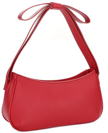 Mali+Lili MARISSA Veganes Leder Umhängetasche für Damen - Bow Strap Achselbörse, Rot/Ausflug, einfarbig (Getaway Solids)