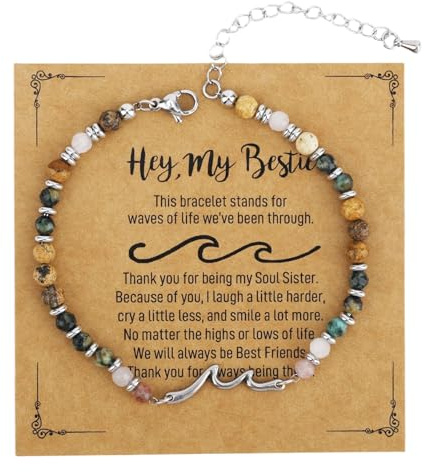 Mikovivi Wave Bracelet for Women, Friendship Bracelets The Wave of Life Bracelet Beaded Motivational Jewelry for Get Well Feel Better Gifts Cheer Up Inspirational Gifts (Friend)