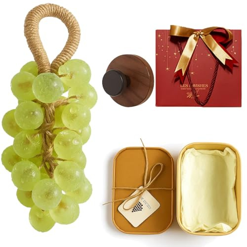 Grape Soap on a Rope, Grape Shaped Soap with Hook, Handmade Crystal Grapes Gentle Cleansing Soaps, Fresh Air, Decorative for Washing Hands and Bath, for Men and Women (Green (jasmine scent))