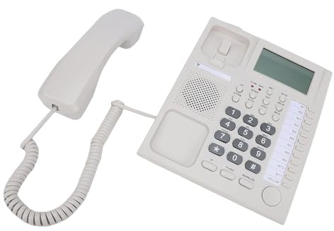 Plyisty Fast Telefon med Stor Knapp med Sladd med Nummerpresentation, Handsfree Högtalartelefon för äldre, Batterifri Stationär Väggmonterad Telefon, Samtalsblockerande Snabbvalslarm