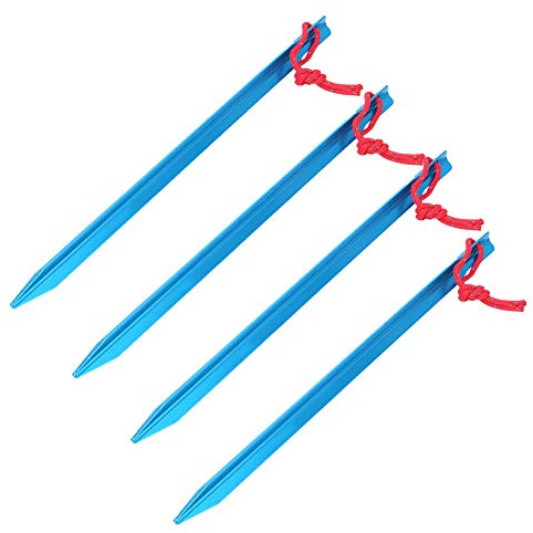 Adfaga Estacas de Aluminio para Tienda de campaña Clavos Resistentes para Acampar Estacas para Tienda de campaña a Prueba de Viento para Senderismo al Aire Mochilero 4 Piezas Rojo (Azul (se Vende 4