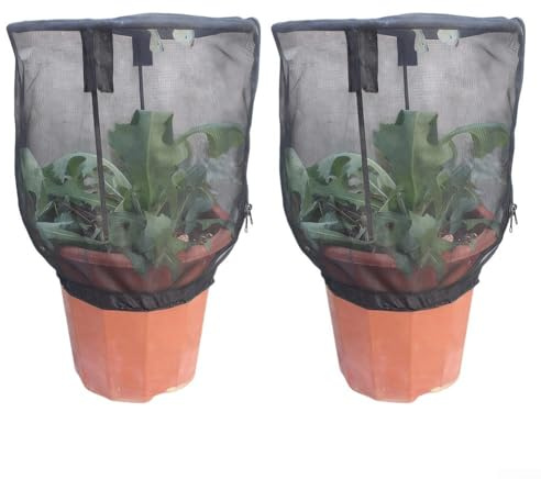 Cubiertas protectoras para plantas de jardín, red de jardín con cremallera para tomates, frutas, verduras y arbustos de arándanos, 9.84 x 19.68 pulgadas (2 piezas pequeñas)