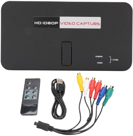 SustVita Scheda di acquisizione giochi 1080P con codificatore MPEG4 Full HD 1080P 60FPS con telecomando e microfono integrato Ingresso HDMI/AV per videoregistratore in streaming