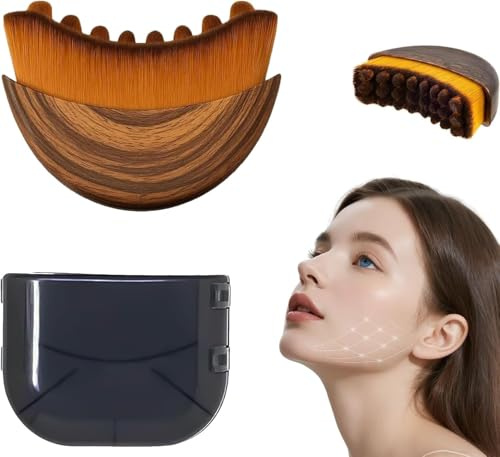 Spazzola per Massaggio Linfatico Viso, Lymphatic Face Brush con Coperchio, Spazzola Viso a Secco Setole Naturali, con Delicata Esfoliazione e Luminosità, Si adatta alla pelle con precisione