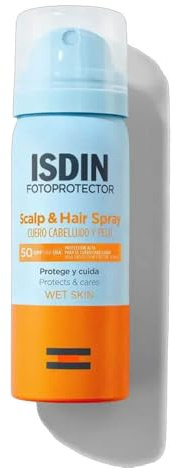 ISDIN Scalp & Hair Spray SPF 50(50 ml) | Fotoprotettore Solare Invisibile per Capelli e Cuoio Capelluto | Protegge da Invecchiamento e Luce Blu | Tecnologia Wet Skin | Senza Oli Minerali