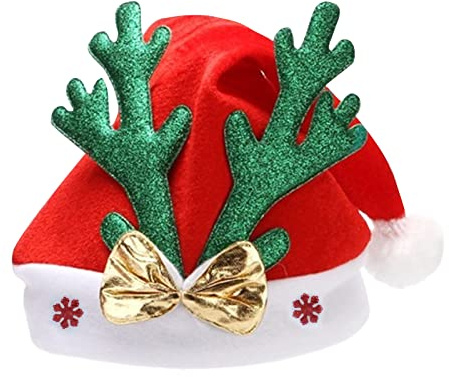 Bwuikim Hirschhorn Weihnachtsmütze, Plüsch, Weihnachtsmann, lustige Party Partydekorationen, Clauss Kostüm Plüsch