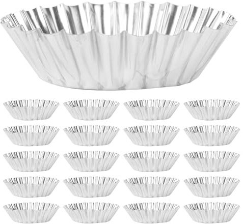 TOMETURE 35 moldes individuales de papel de aluminio: moldes desechables de aluminio para hornear, ideales para tartas, pudines, soufflés y aperitivos.