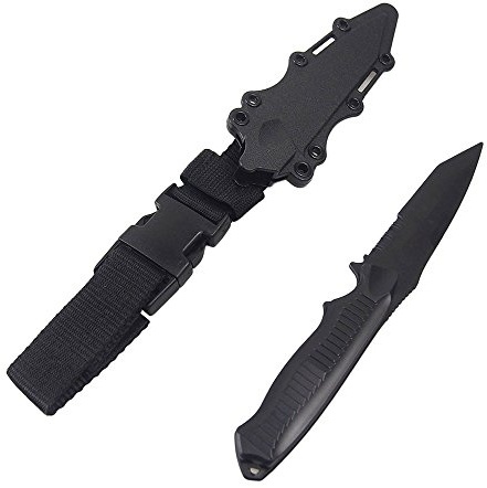 TOONOL Tactical Combat Training Rubber Dummy Knife Bayonet with Scabbard/Sheath for M4/M9/M16 Airsoft Pistol CS CF Cosplay Wargames (Black-3)