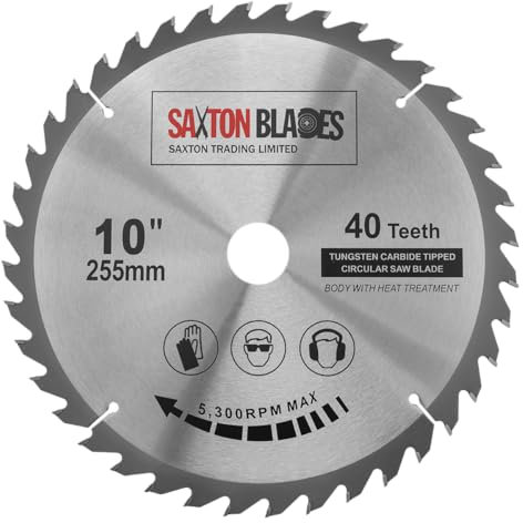Saxton TCT25540T, lama per sega circolare TCT per legno, 255 mm x 30 mm di foro x 40 denti, per prodotti Bosch, Makita, Dewalt