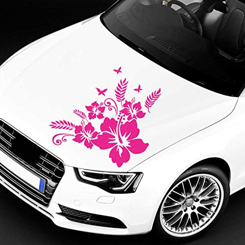 INDIGOS UG Aufkleber - Autoaufkleber Hibiskus Ranke Jessi 58cm x 58cm pink - Tuning Carystyling Heckscheibe Auto