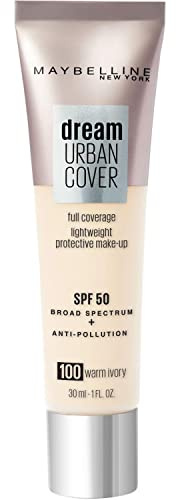 Maybelline New York Dream Urban Cover Perfecteur Teint Ivoire Nude 30ml | Couvrance parfaite, Protection anti-UV et anti-pollution, Formule hybride, Teint unifié sans défauts