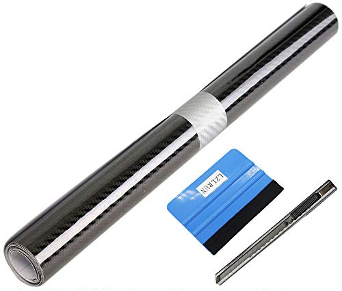 Carbon Folie 5D Struktur fühlbare Struktur 45 x 150 cm selbstklebend Carbonfolie Auto Klebe Folie folieren | 5D Hochglanz-Carbon Vinylfolie, hohe Dehnbarkeit, selbstklebend, rückstandsfrei haftend für Autos, Motorräder & Möbel