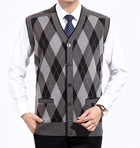 GL SUIT för män med v-ringad handduk Pullunder Weste klassisk pullover stickad klassisk gentleman Cardigans med knappar stickad pullover tank top, kamel, XL