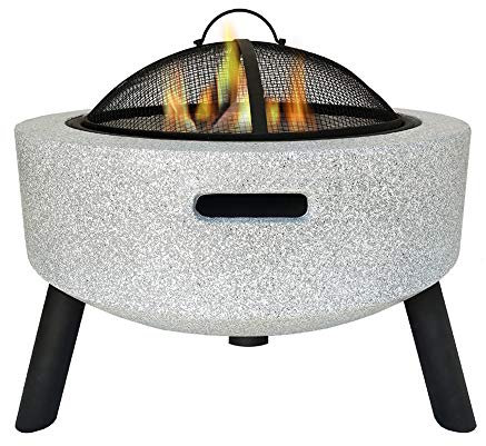 VEDKYY Brasero Barbecue Exterieur, Terrasse, Jardin, en Fonte, Haut, 60 CM, Design, Pierre, Brazeros Exterieur Grill, Brasero Plancha Barbecook, Barbecue Charbon De Bois Camping Rond Grande,Gris