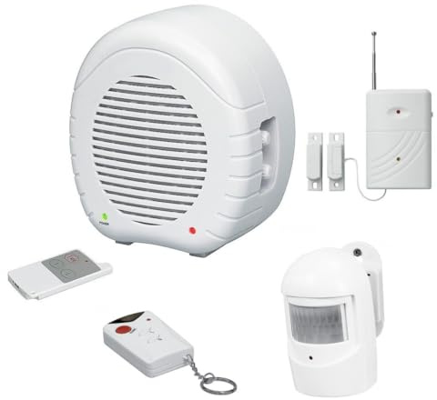technik@all Indexa EW01 + MA80P + MA80KM + MA80R Chien de garde électronique avec télécommande, détecteur de mouvement sans fil, détecteur d'ouverture sans fil et télécommande supplémentaire