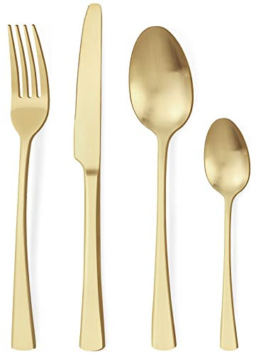 Bestdin set posate inox 6 persone, set di posate 24 pezzi, servizio posate Champagne opache, posate moderne adatte a casa/festa/ristorante (lavabili in lavastoviglie)