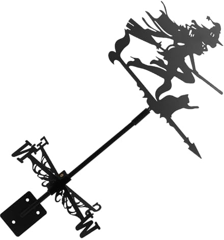 1Pc weathervane ornament witch on broomstick weathervane flying witch flying witches with garden pole halloween weather vane spray paint