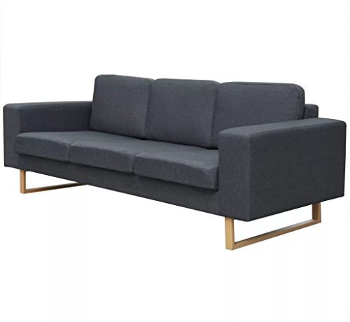 MOONAIRY 3-Sitzer Sofa, Bodensofa, Chaiselongue, Kleines Sofa, Couch, Cauchsofa, Relaxsofa, Sofas & Couches, Wohnzimmer Sofa, für Jugendzimmer, Stoff Dunkelgrau