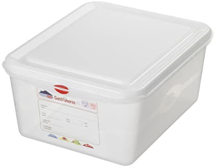 Gastronorm 1/2 - Contenitore alimentare con coperchio denso, 10 litri, 325 x 265 x 150 mm, trasparente