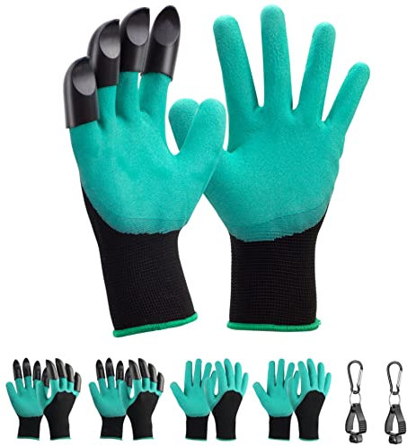 GYYVES Gardening Gloves With Claws 4 Pairs Garden Yard Gardener Outdoor Work Gloves Gift For Men And Women (Green/4 Pairs-2)