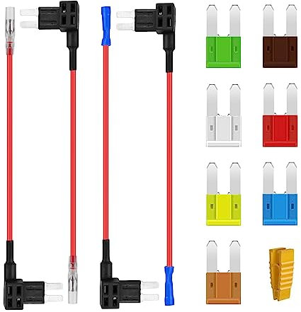 AUKENIEN Micro2 Rubacorrente Portafusibili 12V Add A Circuito Tap Adattatore Fusibili Auto Kit Portafusibile a Lama con 5A 7.5A 10A 15A 20A 25A 30A Lama Fusibile