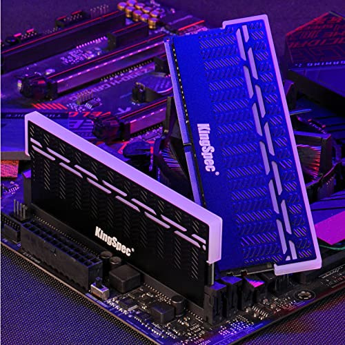 KingSpec Lot de 2 barrettes de mémoire RAM DDR4 SDRAM 3200 MHz C16 XMP LED dissipateur thermique DIMM 1,35 V double canal XMP 2.0 pour carte mère Intel AMD