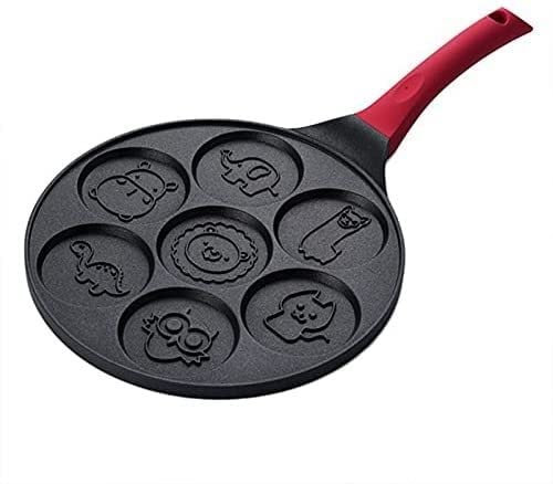 Pancake Pan Nonstick Pancake Pan Pancake Griddle Crepe Pan Induction Pancakes Crepe Maker For Kids With 7 Animal Holes And Silicone Handle
