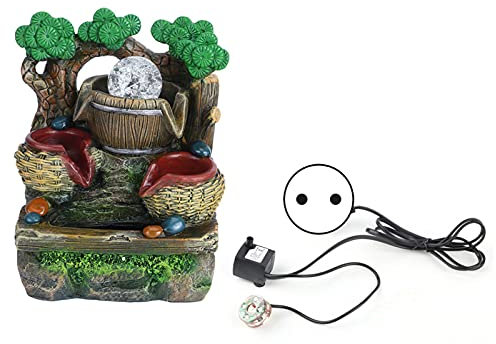 Tyenaza Desktop-Brunnen-Dekoration, innovativer Kleiner Kunstharz-Desktop-Brunnen, Steingarten, fließendes Wasser, Ornament, Tischdekoration für Zuhause, Büro, Geschenk(EU-220V)