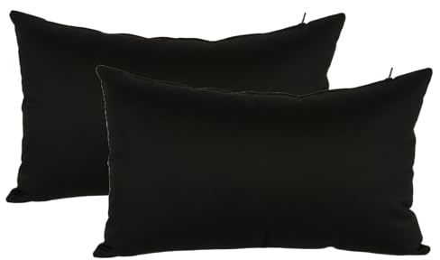 DiseLio - Fundas Cojines 30x50 Color Liso Negro - Juego 2 Fundas Cojín Sofá y Cama Almohadones Decorativos Tejido Fuerte Resistente Algodón y Poliéster Cremallera Oculta (30x50 Negro)