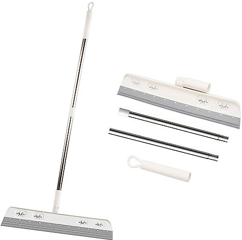 Limpiacristales profesional para ventanas, ducha, 36 cm, borde de goma, rascador de suelo, telescópico, limpiacristales profesionales, con mango alargado, 91 cm